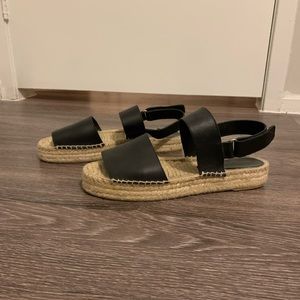 Black Vince Leather Espadrille Sandals